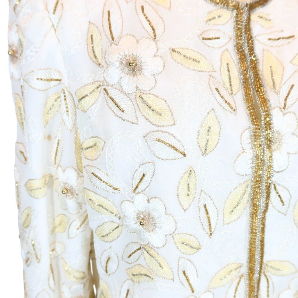 LAURENCE KAZAR Vintage Beaded Cropped Formal Jacket Size Lp NWT NOS Cream Gold - Picture 6 of 8